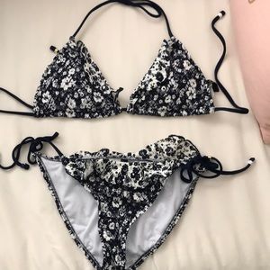 Navy & White Ruffled Ralph Lauren Swimsuit